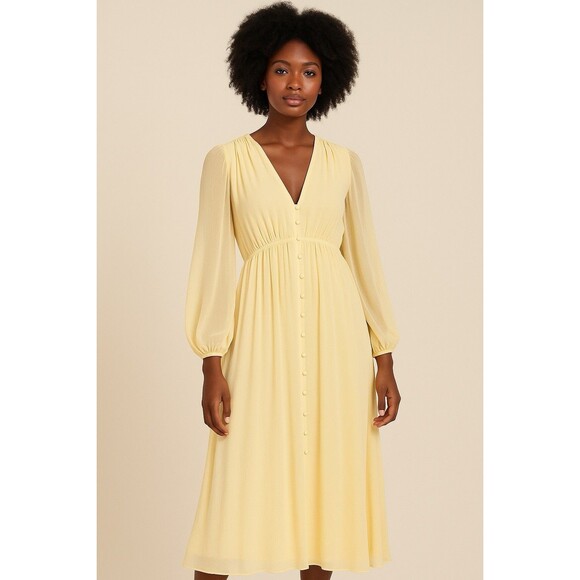 Vintage Women’s Dress Cream Chiffon Maxi Boho Romantic Flowing Large H&M 0245 - Picture 1 of 8